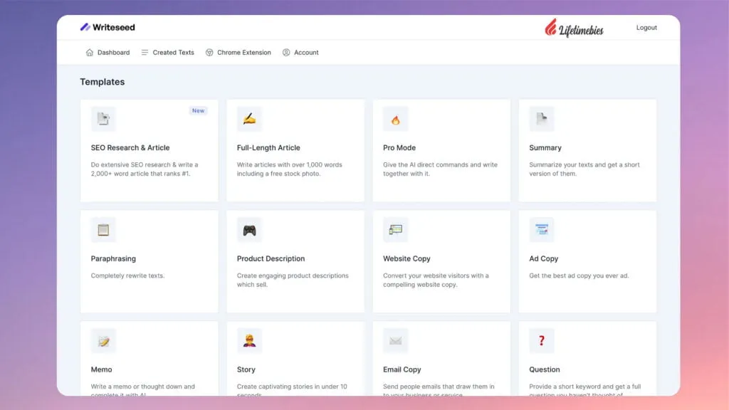 Writeseed Lifetime Deal $44 Only | Best Long From Ai Writer 2 Writeseed Lifetime Deal 2